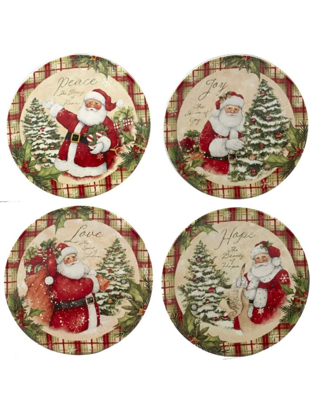 Set of 4 Assorted Holiday Canape Plates - Festive Dinnerware for Entertaining